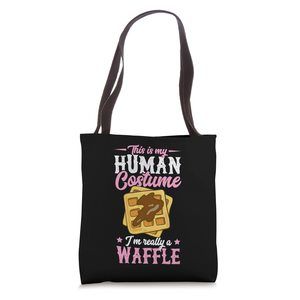 This Is My Human Costume I'M Really A Waffle Funny Halloween Tote Bag -_-